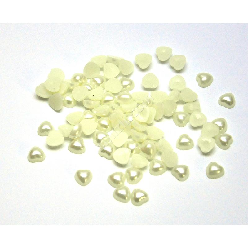 Yarım Inci Krem Kalp 8 Mm ( 100 Adet )